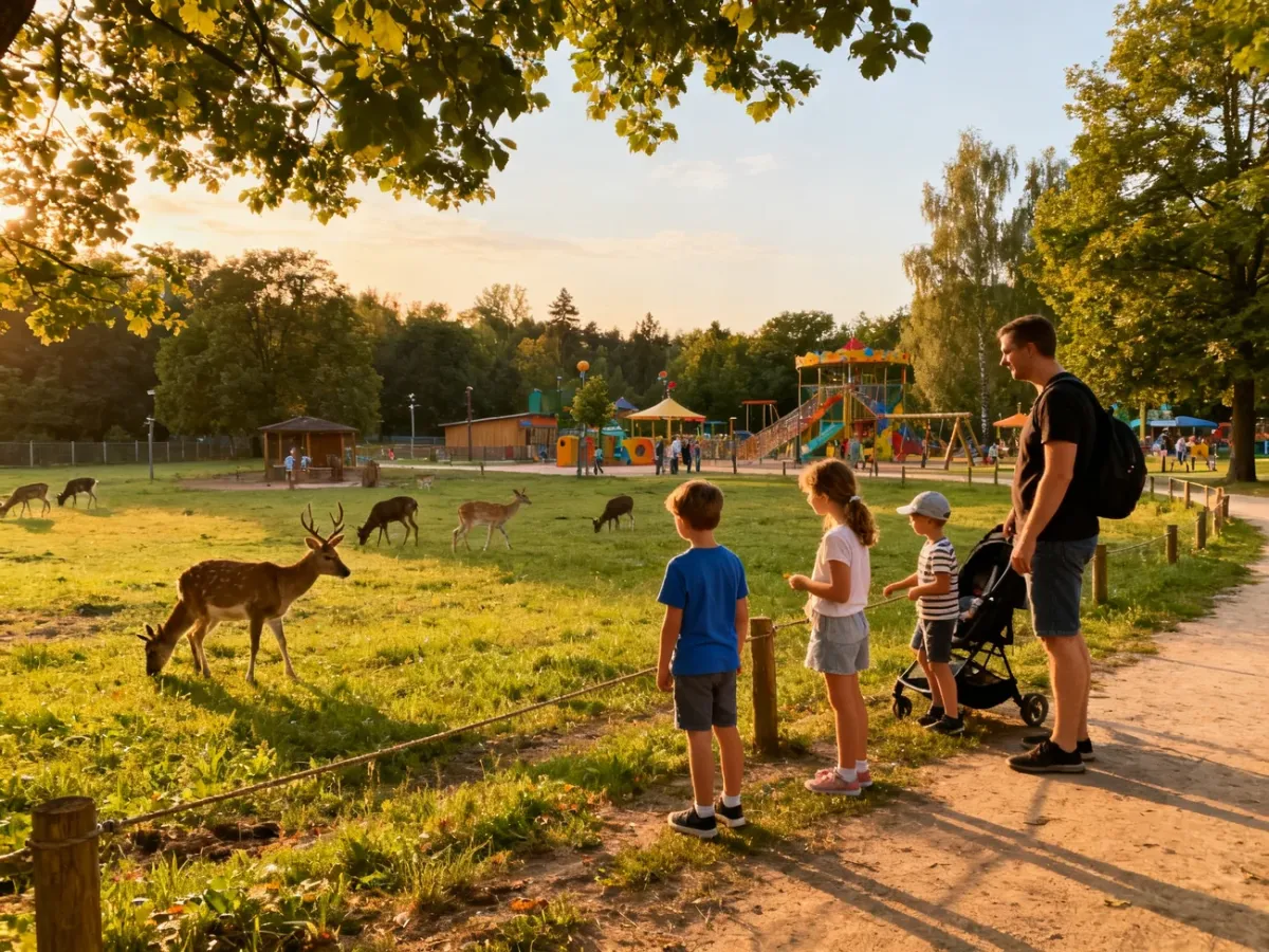 Rodzina podczas wycieczki do rodzinnej atrakcji na świeżym powietrzu